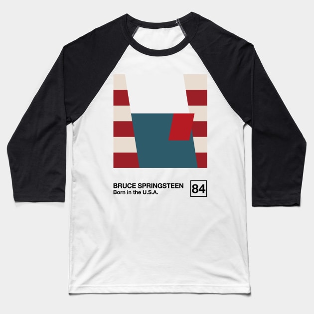 Born in the USA / Minimalist Style Graphic Artwork Design Baseball T-Shirt by saudade